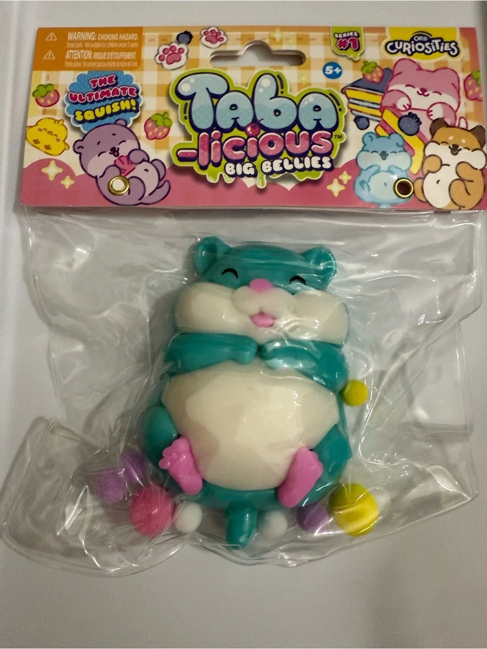 Taba-licious Teal & White Squishy Hamster Kids Learning Toy
